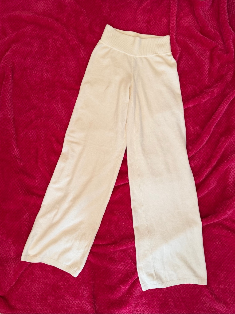 Garage-Cream Wide-Leg Knit Pants